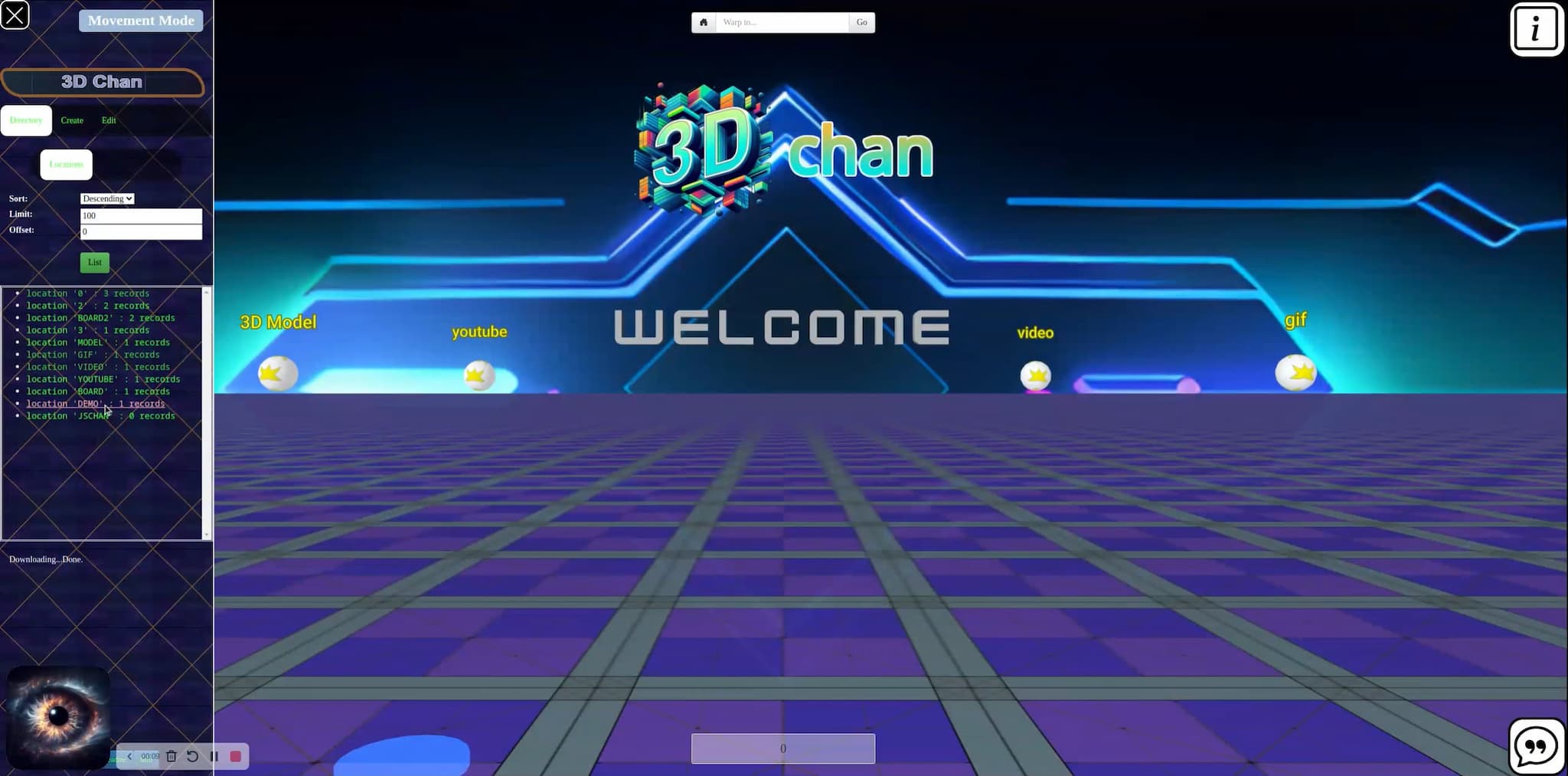 Modal video thumbnail, directory